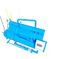 Blue Industrial Compressor With Heavy Duty Pipes And Control Panel System