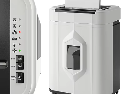 Modern Office Paper Shredder Appliance With White Black Design And Control Panel 3d model