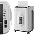Modern Office Paper Shredder Appliance With White Black Design And Control Panel