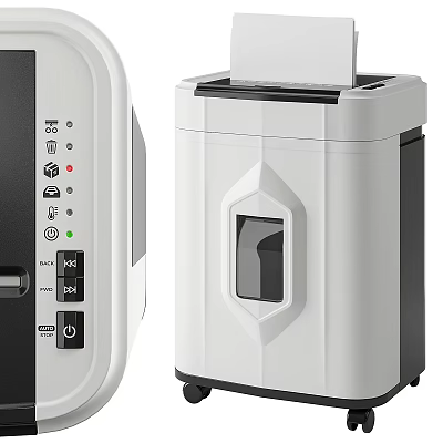 Modern Office Paper Shredder Appliance With White Black Design And Control Panel 3d model