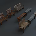 Various Wooden Benches With Different Designs And Natural Wood Finishes
