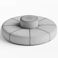 Modern Round Beige Velvet Sectional Sofa With Central Cylindrical Ottoman