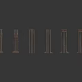 Multiple Dark Metal Column Models Arranged On White Background For Industrial Use