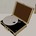Crosley Open Case Turntable With Vinyl Record In Cream Black Design On White Table