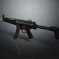 Black Tactical Submachine Gun With Barrel Stock Trigger And Grip Design 3d model