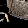 Traditional Agricultural Equipment Including Wooden Plow Sickle And Metal Tools