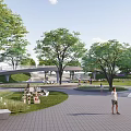 Scenic Campsite with Lush Green Trees Open Grass Area and Pedestrian Path for Visitors
