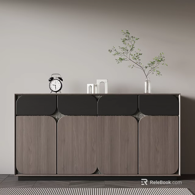 Modern Two Tone Wood Entryway Side Cabinet With Ample Storage For Stylish Minimalist Home Decor 3d model 