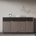 Modern Two Tone Wood Entryway Side Cabinet With Ample Storage For Stylish Minimalist Home Decor