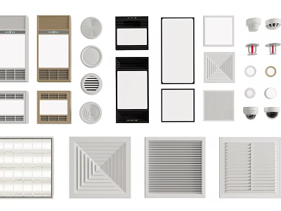 Various Types Of Air Conditioner Vents Featuring Square Round And Grille Designs 3d model