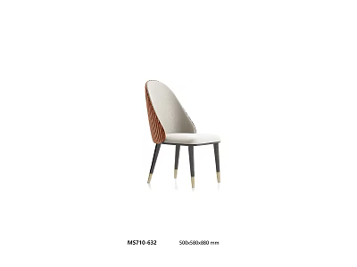 Modern Dining Chair With Wooden Accent Back Upholstered Seat And Black Metal Sleek Legs 3d model