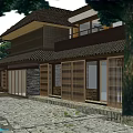 Traditional Commercial Street With Wooden Architecture Tile Roofs Lattice Doors And Stone Paved Path
