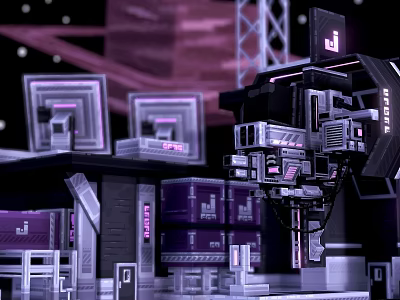 Futuristic Cyberpunk Game Character In Mechanical Tech Sci Fi Environment 3d model