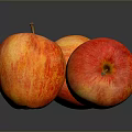Three Fresh Juicy Red Apples With Vibrant Color And Shiny Skin On Dark Reflective Surface