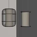 Modern Hanging Lanterns with Black Metal Frame and Soft Light for Interior Decorative Lighting 3d model