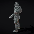 Medieval Silver Armor Featuring Horned Helmet And Metal Chest Shoulder Leg Components