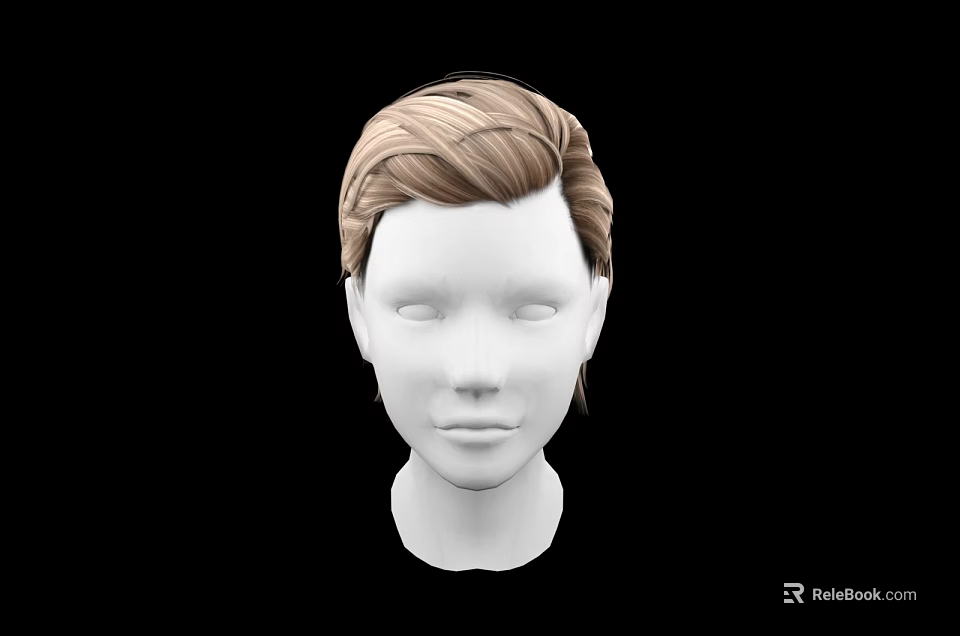 Human Head Model With Blonde Wavy Hair And Hairstyle Design 3d model 