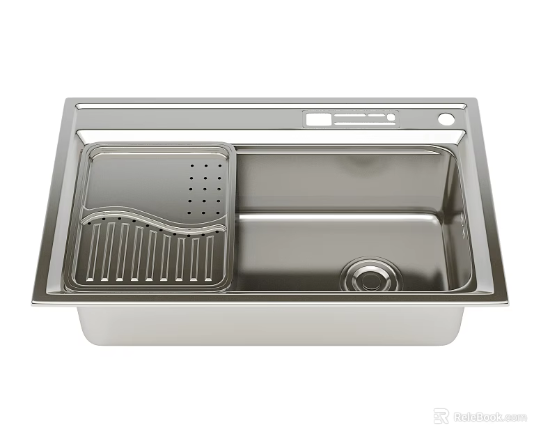 Stainless Steel Double Bowl Kitchen Sink With Drainer Rack And Drainage System 3d model 