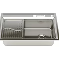 Stainless Steel Double Bowl Kitchen Sink With Drainer Rack And Drainage System