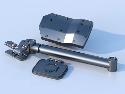 Industrial Metal Mechanical Parts Including Bracket Connecting Rod And Base Plate 3d model