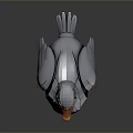 Detailed Metallic Robotic Goose With Red Eyes And Orange Feet