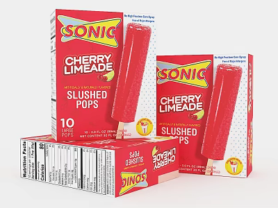 SONIC Cherry Limeade Slushed Pops Box With 10 Frozen Ice Treats 3d model