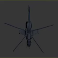 Military Transport Helicopter With Blue Rotors And Detailed Cargo Compartment Design Structure