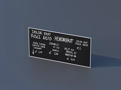Black Card Design Pendant With Text Price Numbers And CE Mark 3d model