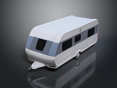Stylish Modern White Caravan Trailer With Sleek Exterior And Black Windows 3d model