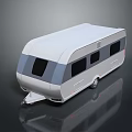 Stylish Modern White Caravan Trailer With Sleek Exterior And Black Windows