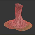 Natural Wooden Stump Sculpture with Intricate Roots and Green Stone Base