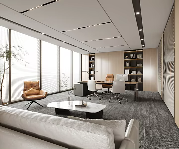 modern general manager office chairman office boss office 3d model