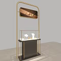 Modern Luxury Jewelry Store Display With Golden Frame And Glass Countertop