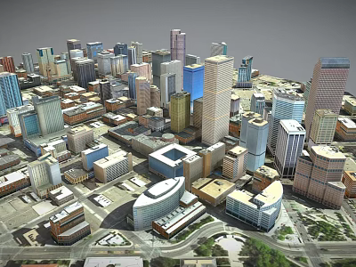 Urban Architectural Complex With Modern Skyscrapers Diverse Styles And City Layout 3d model