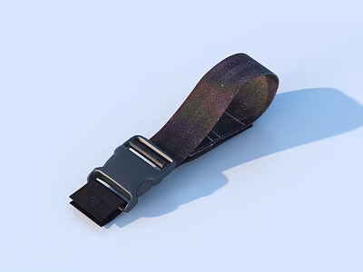 Durable Black Fabric Strap With Buckle And Velcro For Daily Use 3d model