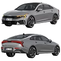 Gray KIA Sedan Car Front And Rear View With LED Lights And Alloy Wheels