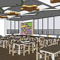 Kindergarten Reading Room With I LOVE READING Sign Tables Chairs Bookshelves And Colorful Decorations
