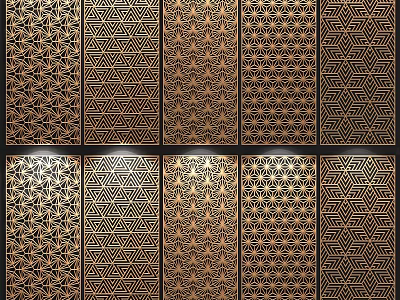 Decorative Gold And Black Room Dividers With Intricate Geometric Patterns 3d model