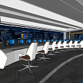Modern monitoring room monitoring command center 3d model