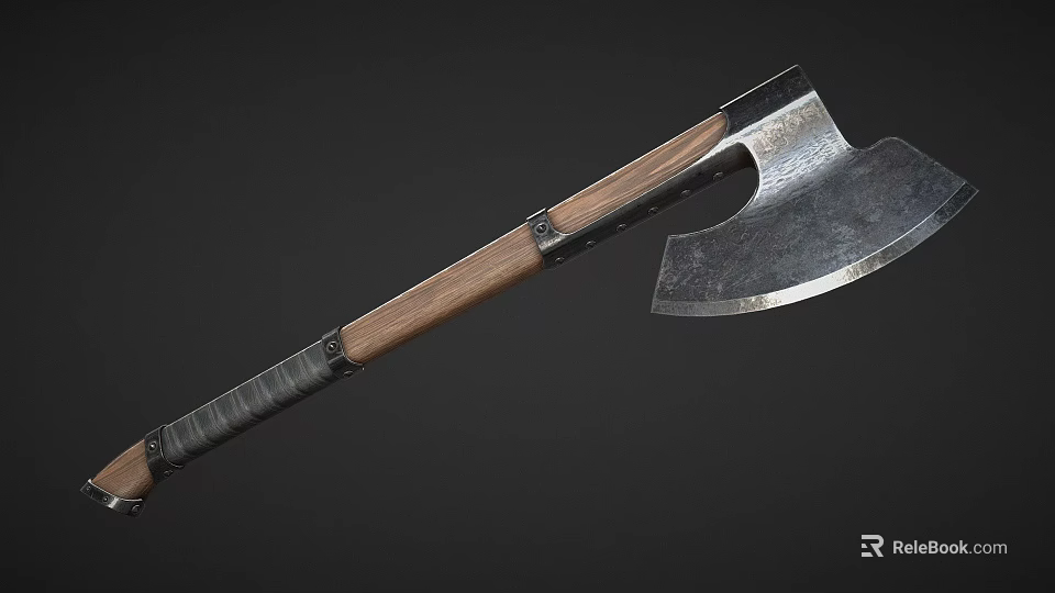 Traditional Axe Weapon With Wooden Handle And Sharp Metal Blade In Classic Design For Collection 3d model 