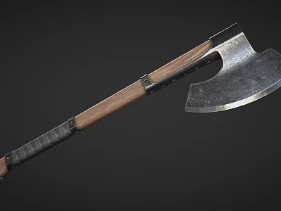 Traditional Axe Weapon With Wooden Handle And Sharp Metal Blade In Classic Design For Collection 3d model