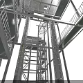Industrial Equipment Metal Structure Staircase With Glass Curtain Wall In Industrial Facility Design