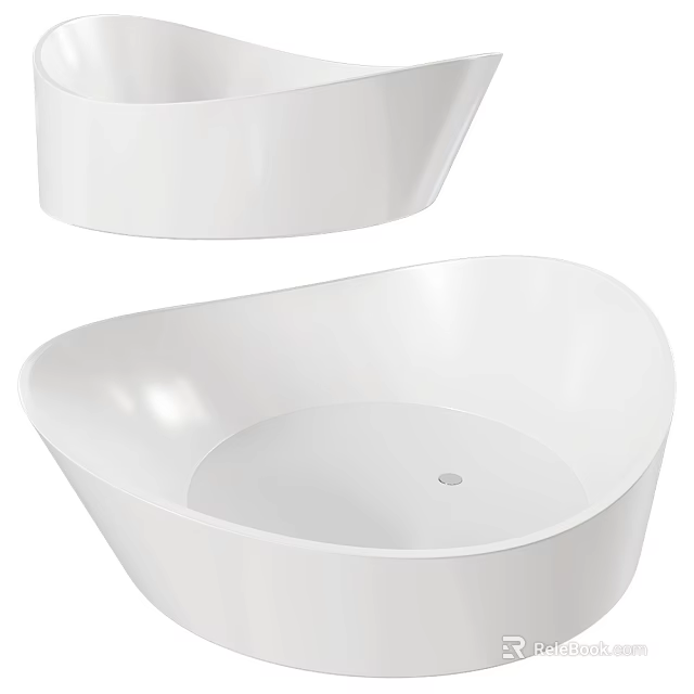Sleek Modern White Freestanding Bathtub Design With Curved Shape And Smooth Surface 3d model 