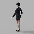 Business Woman In Professional Black Suit With White Blouse And High Heels