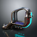 Futuristic Mechanical Device With Metallic Frame Glass Panel And Blue Lighting 3d model