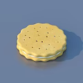 Stacked Yellow Sandwich Cookies with Holes on Surface and Various Heights