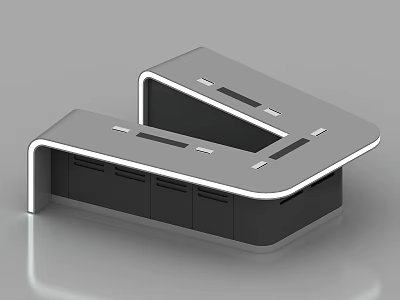 Modern Meeting Room Furniture With Curved Desk Built in LED Lights And Storage Cabinets 3d model
