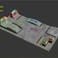 Modern Urban Skatepark Featuring Concrete Surface Different Shaped Ramps And Platforms