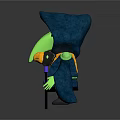 Mystical 3D Character With Blue Hooded Cloak Long Beak Mask Purple Orb And Golden Staff