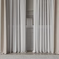 Modern Minimalist Curtains With Good Drape Two Layers Outer Beige Thick And Inner White Sheer 3d model